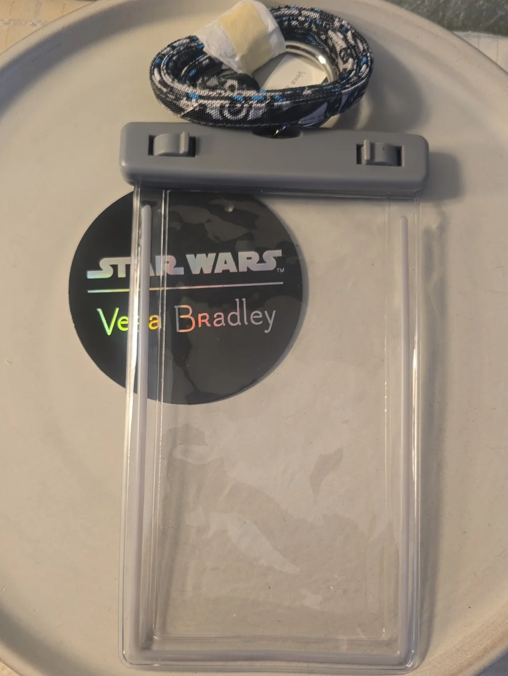 Vera Bradley Star Wars Clear Waterproof Phone Pouch With Lanyard- Gray New
